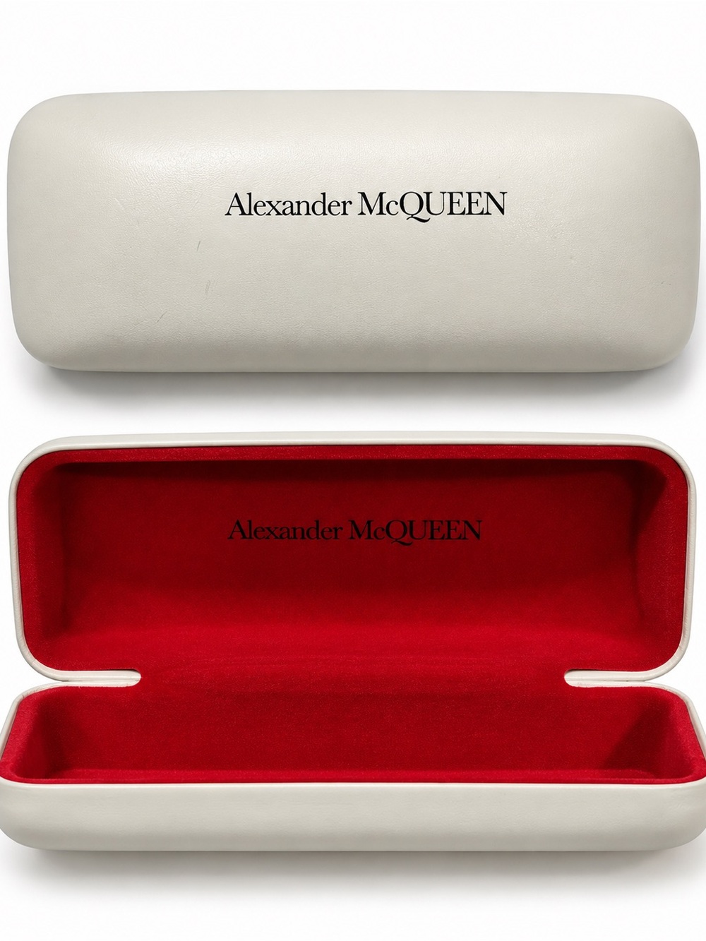 Alexander McQueen Ivory Red Hard Eyeglasses Sunglasses Case